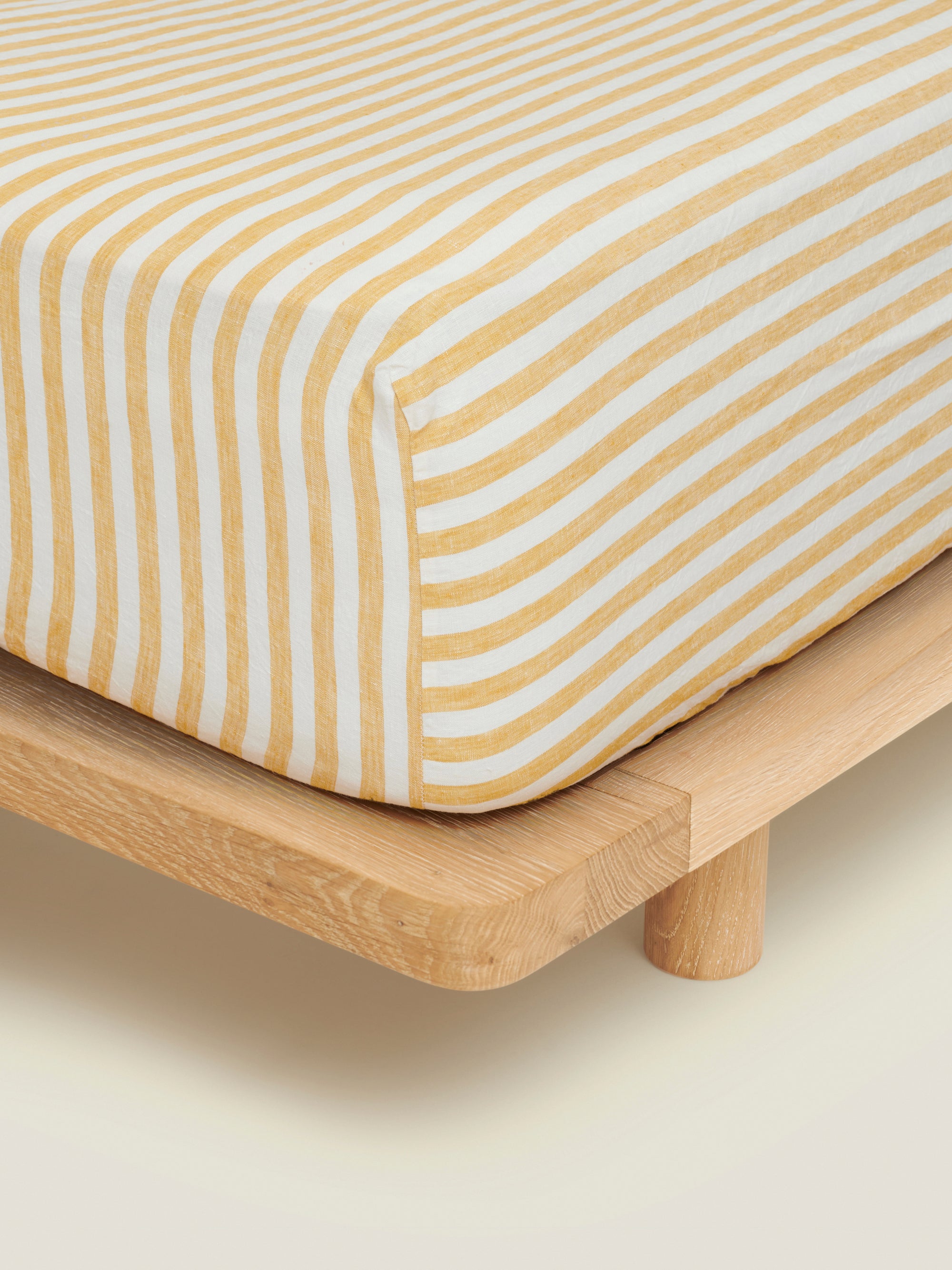 Linen Fitted Sheet - Yellow Stripes