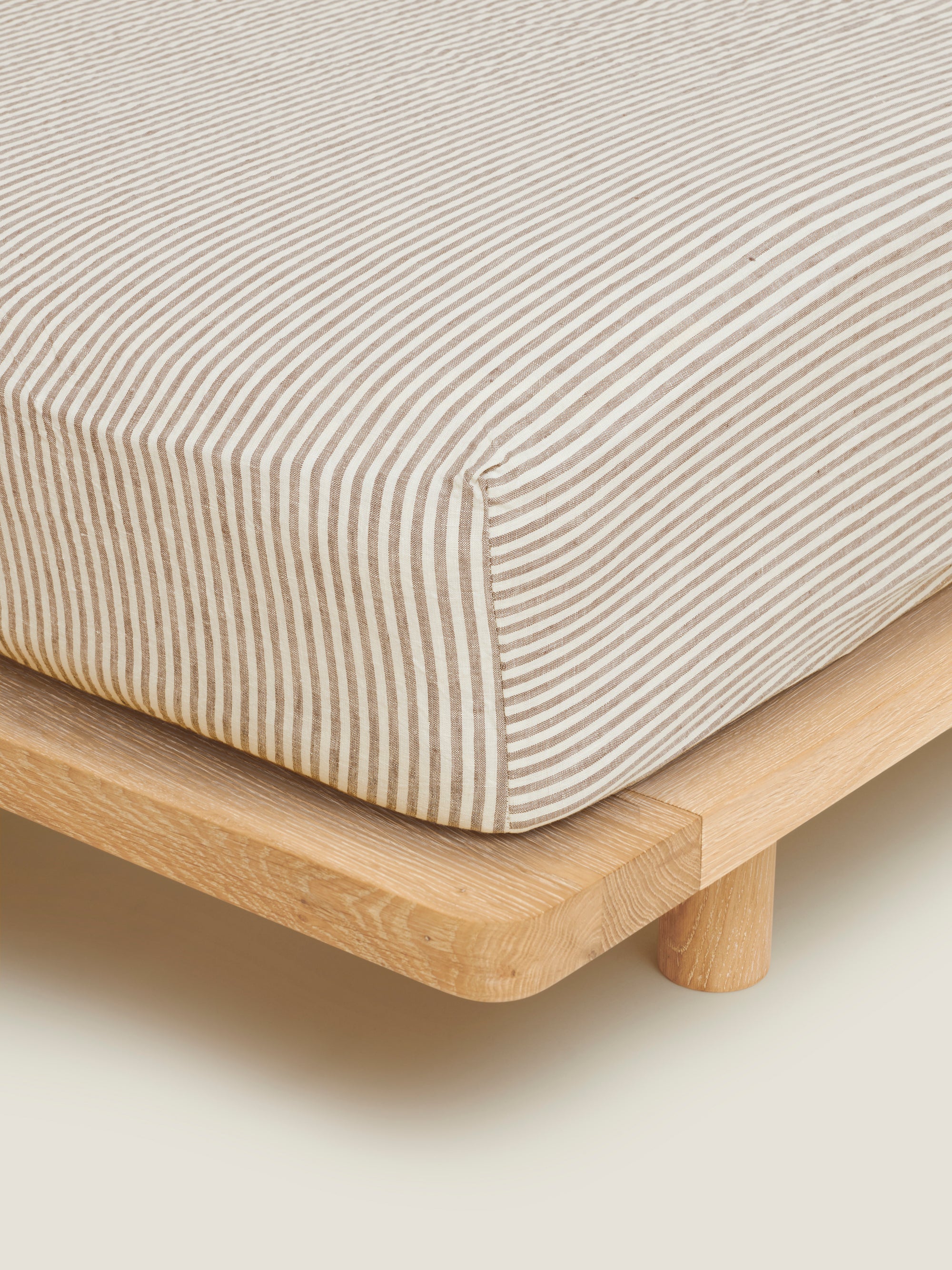 Linen Fitted Sheet - Olive Stripes