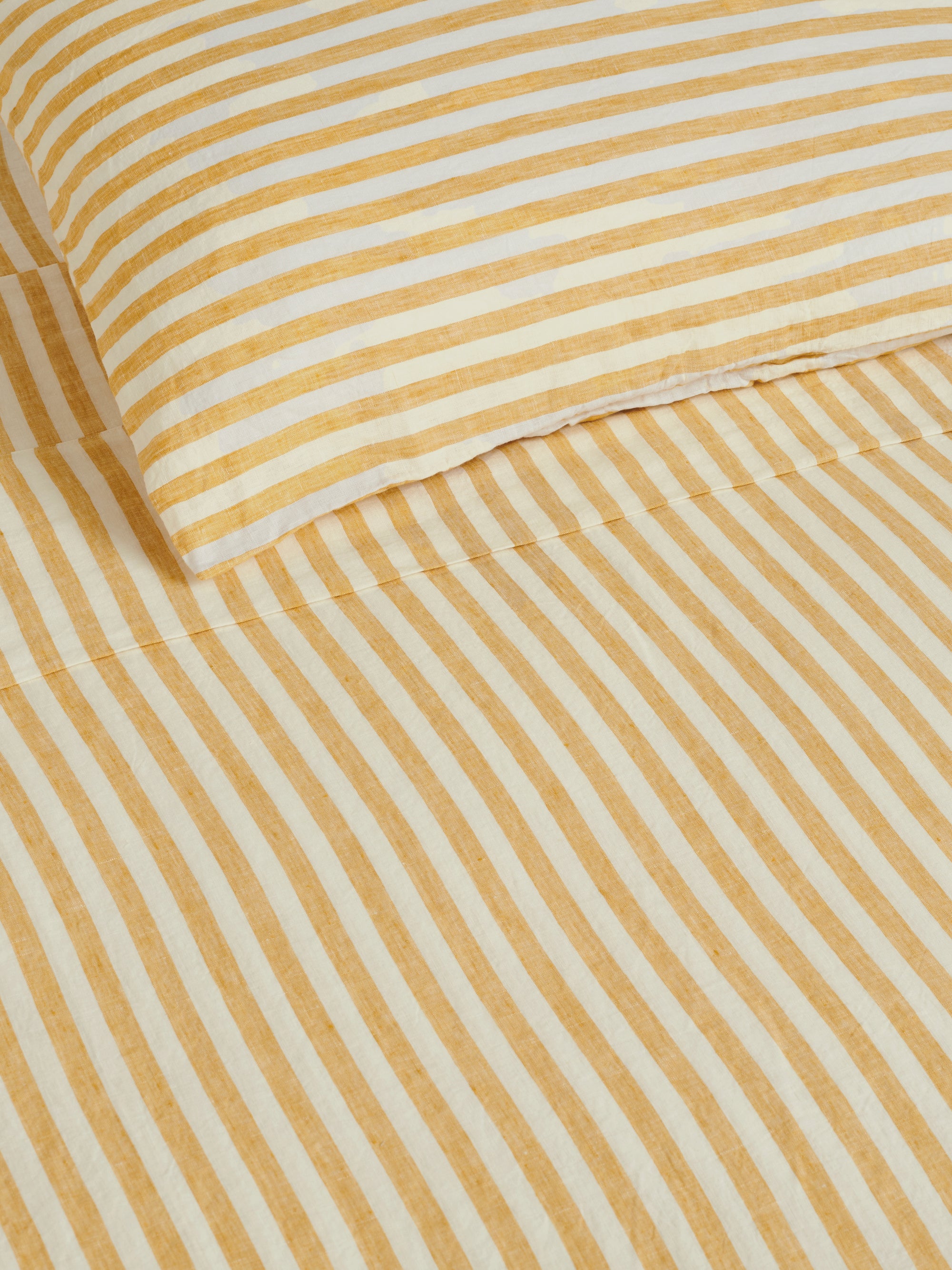 Linen Flat Sheet - Yellow Stripes