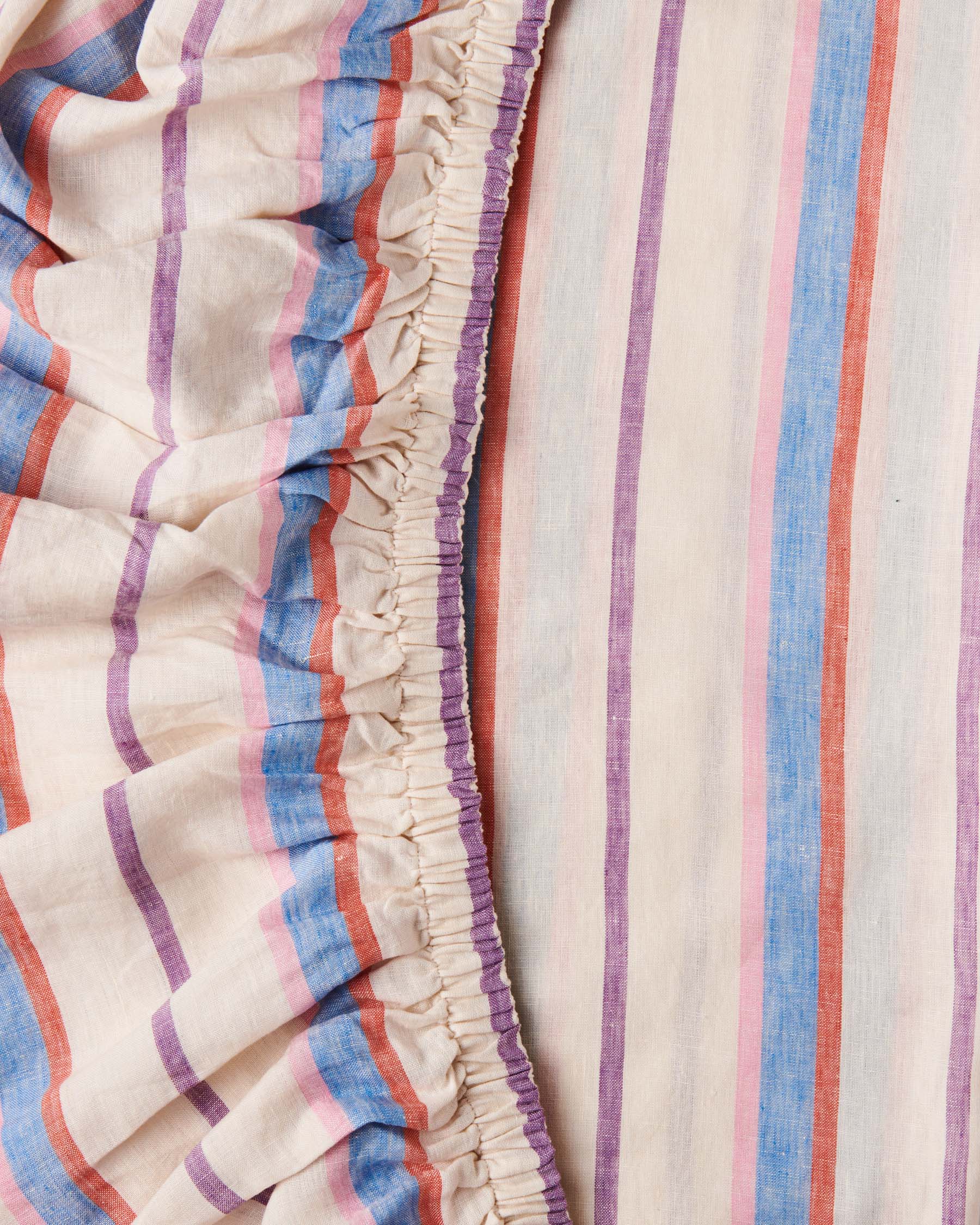 Linen Fitted Sheet - Maldives Stripe