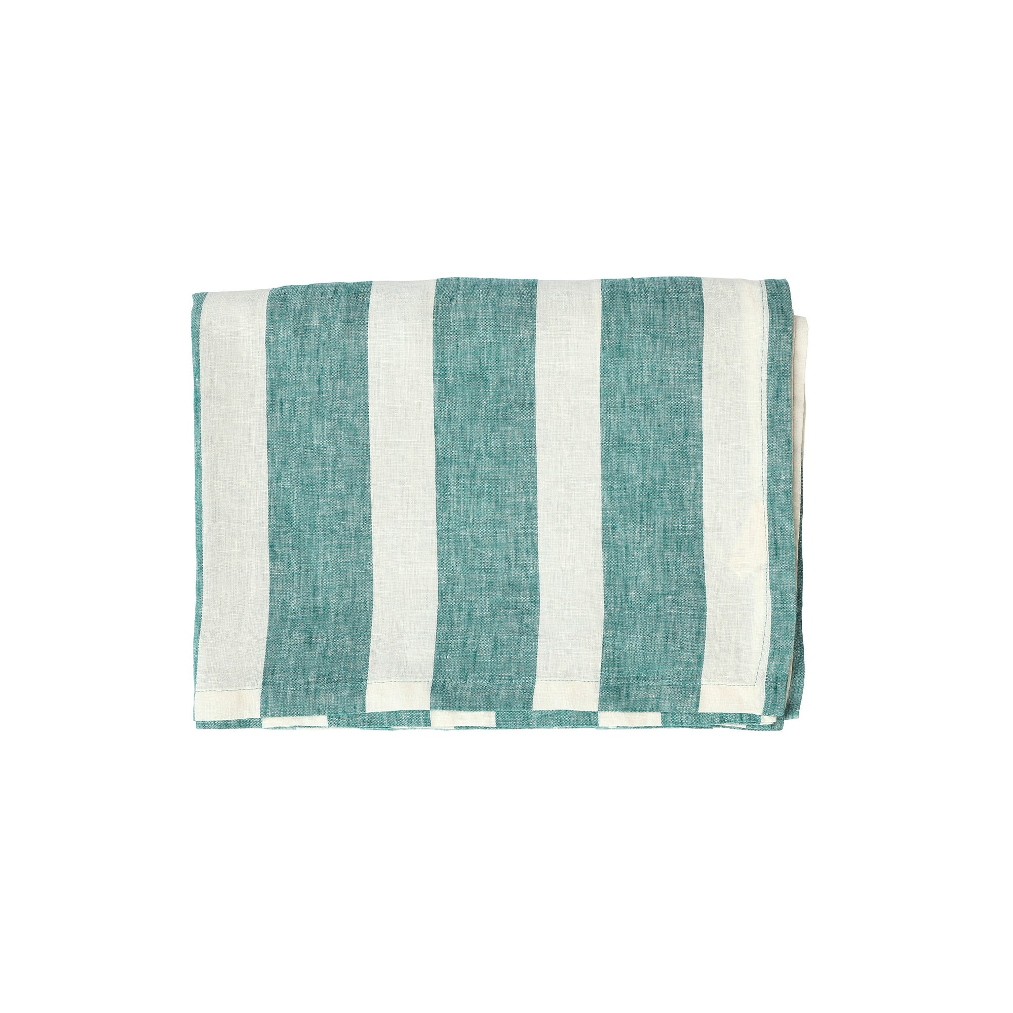 Linen Tablecloth - Emerald Stripe