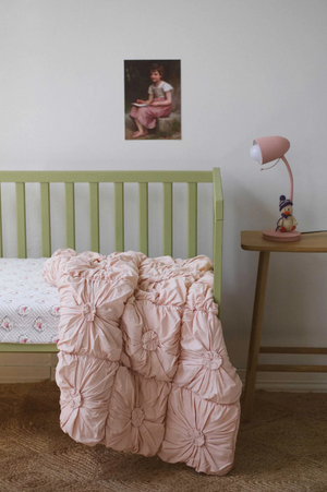 Lazybones Rosette Cot Quilt - Tuscan Pink