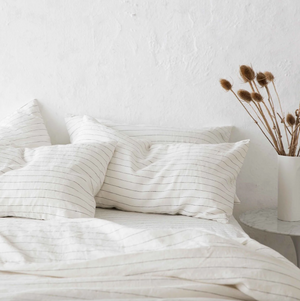 Cultiver Linen Sheet Set With Pillowcases - Pencil Stripe