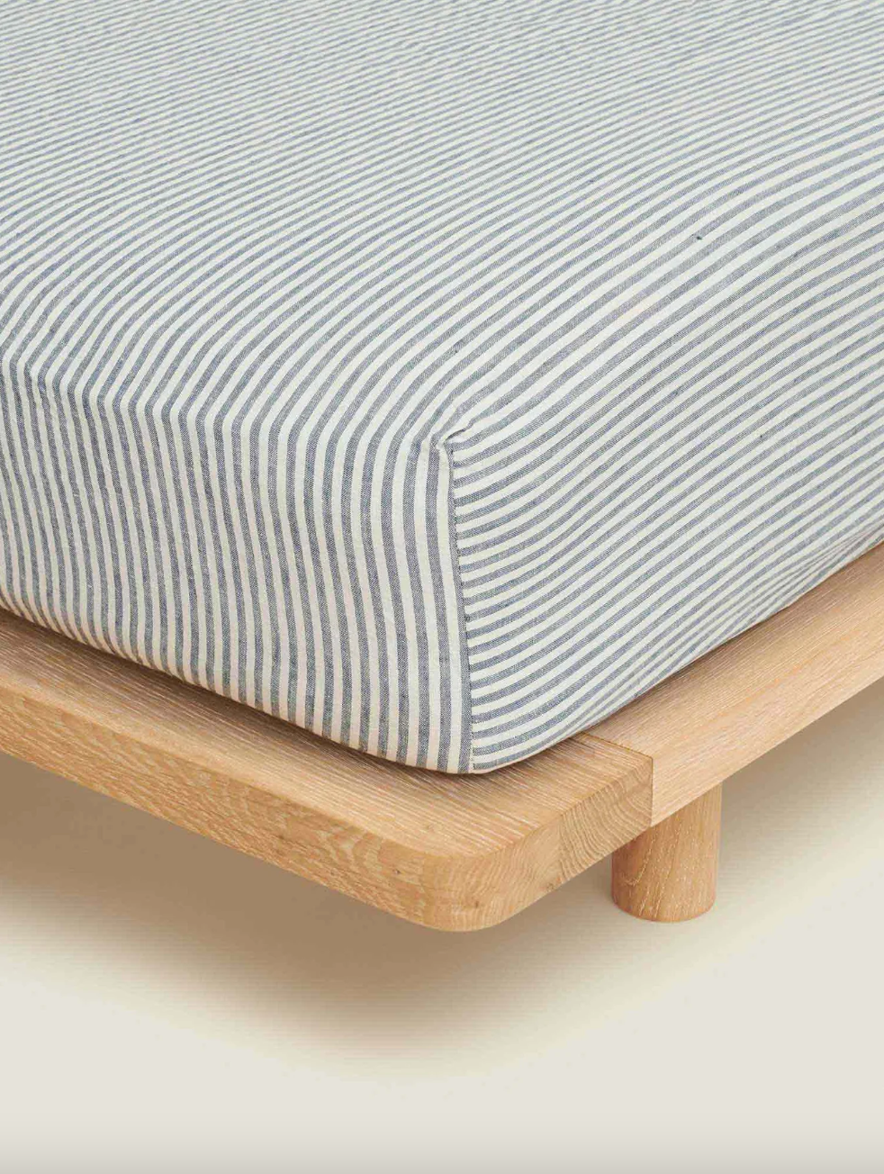 Linen Fitted Sheet - Blue Stripes