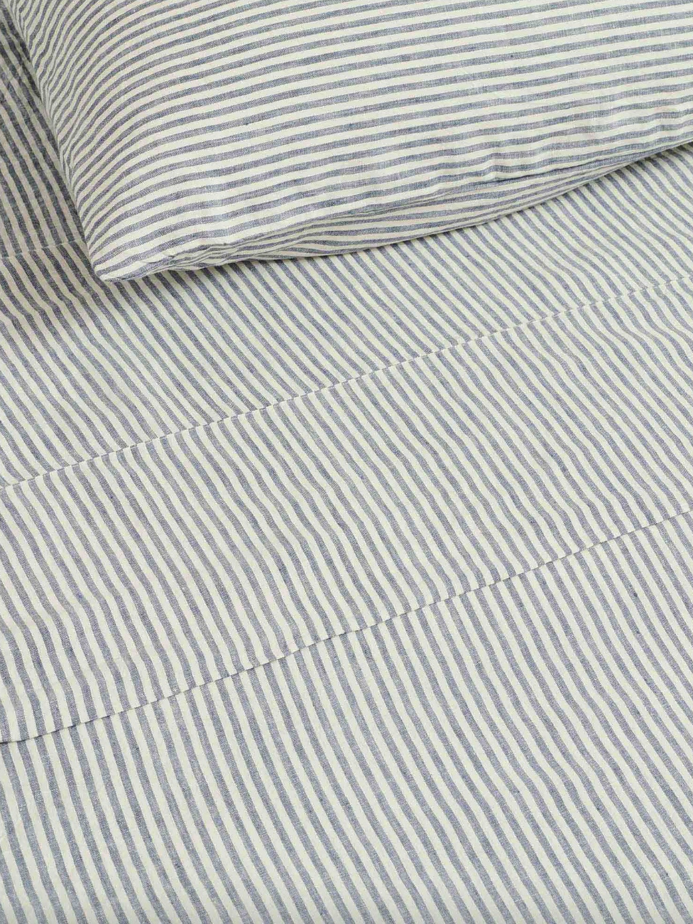 Linen Flat Sheet - Blue Stripes