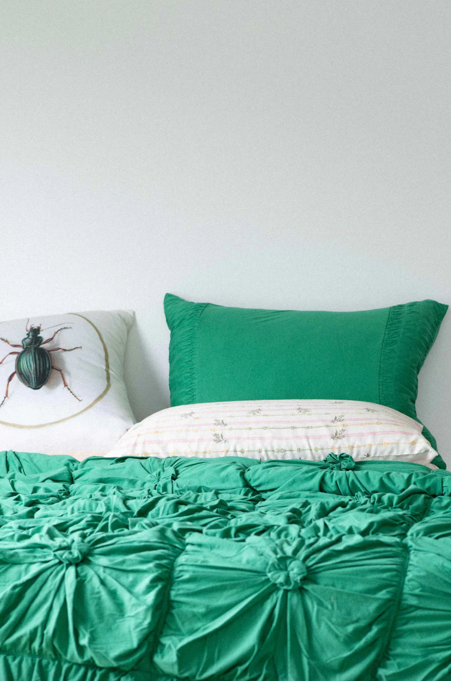 Lazybones Rosette Pillowcase Set - Emerald (PRE-ORDER)