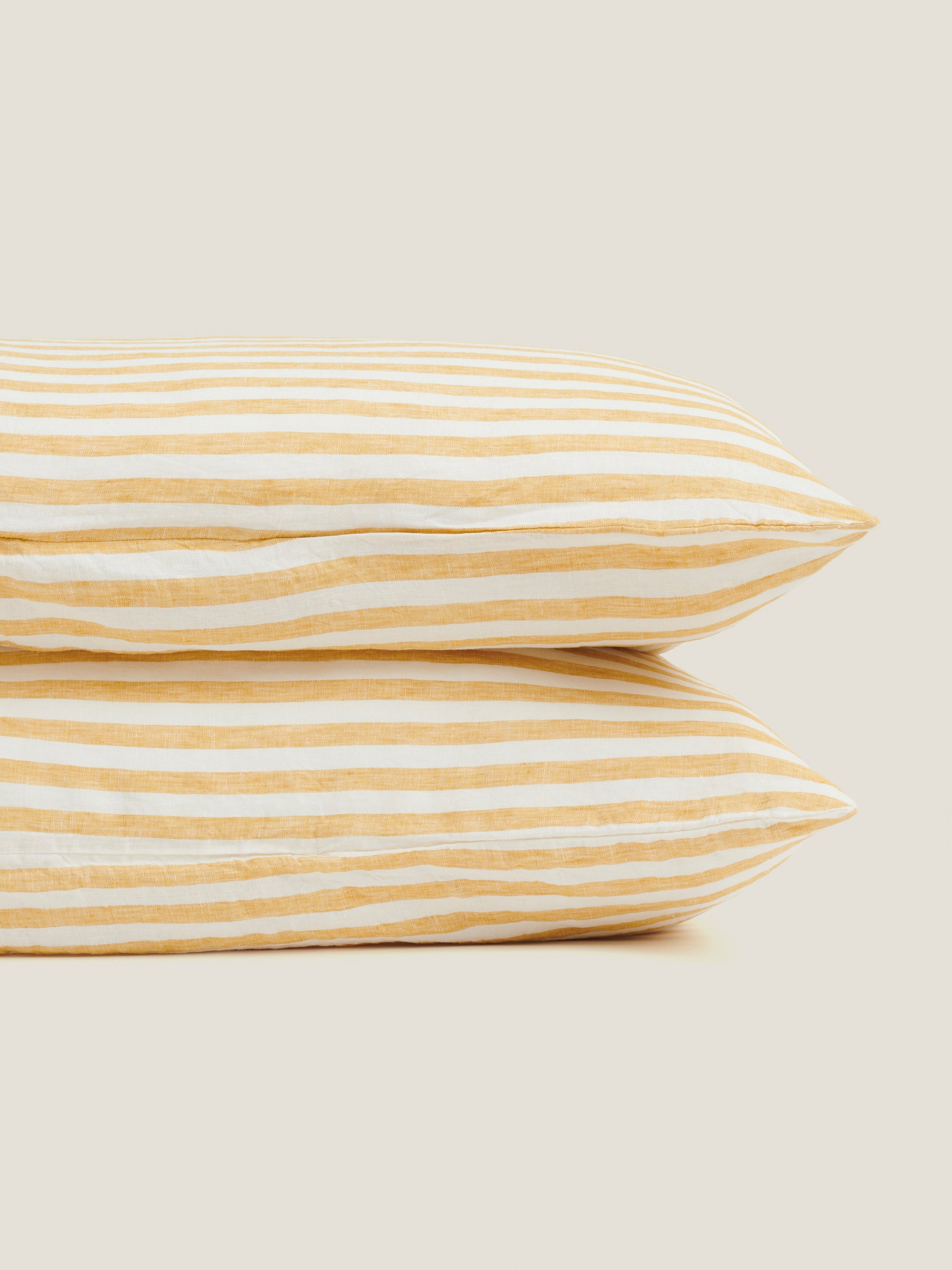 Linen Pillowcase Sets - Yellow Stripes