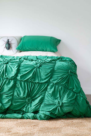 Lazybones Rosette Pillowcase Set - Emerald