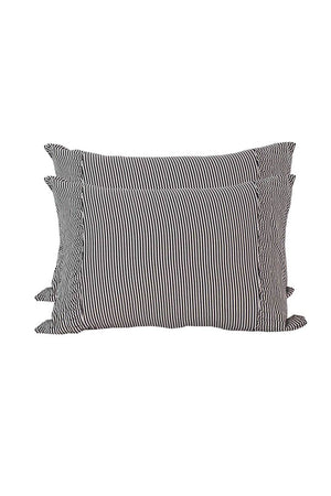 Lazybones Rosette Pillowcase Set - Charcoal Stripe