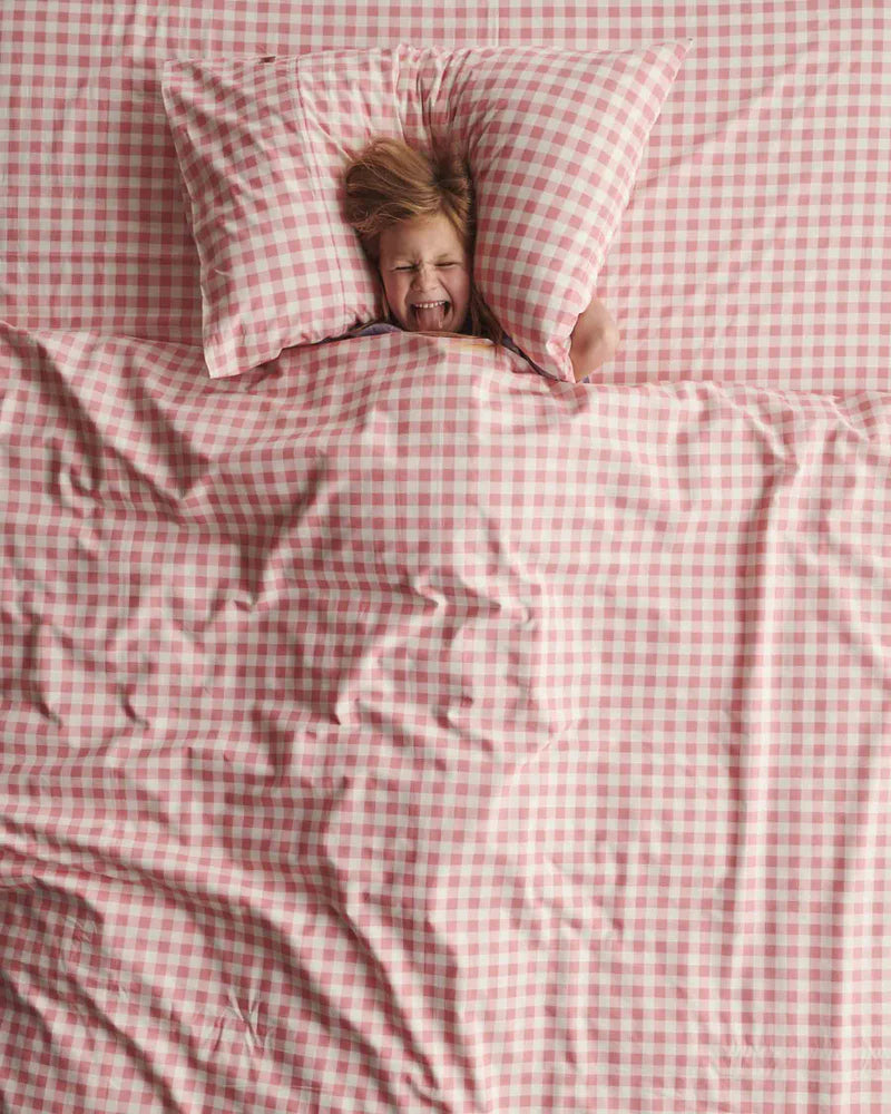 Organic Cotton Fitted Sheet - Gingham Candy