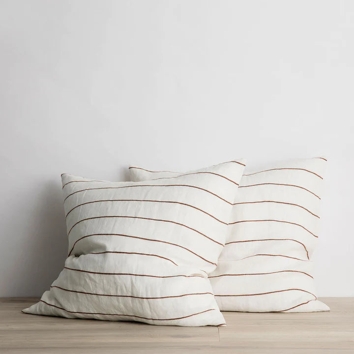 Cultiver Set of 2 Linen Euro Pillowcases - Cedar Stripe