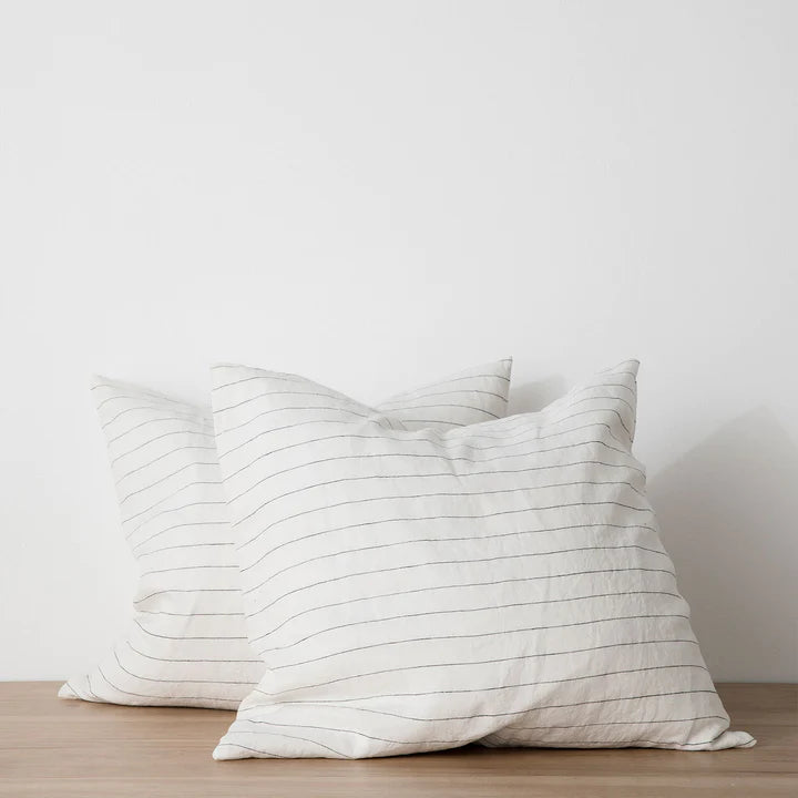 Cultiver Set of 2 Linen Euro Pillowcases - Pencil Stripe