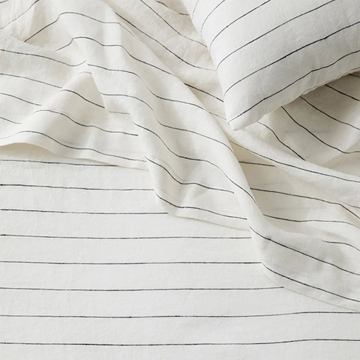 Cultiver Linen Flat Sheet - Pencil Stripe