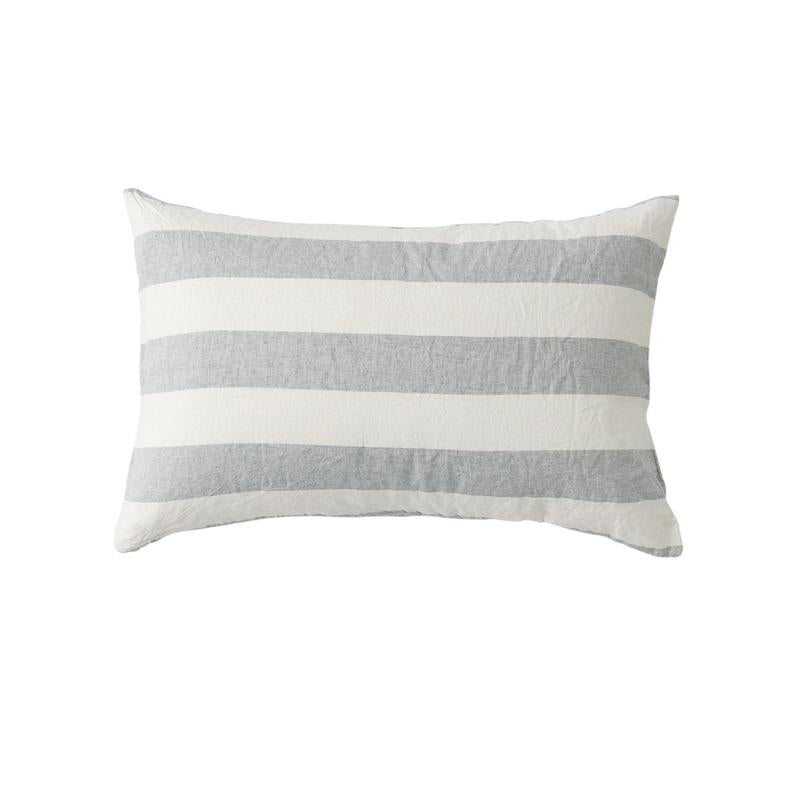Linen Pillowcase Sets - Fog Stripe/Fog Stripe Ruffle