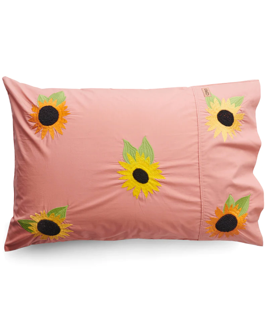 Pillowcase - Sunflower Sunshine Embroidered