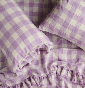 Linen Fitted Sheet - Lilac Gingham