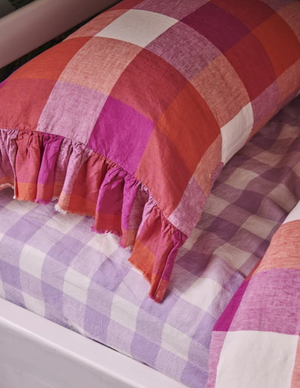 Linen Fitted Sheet - Lilac Gingham