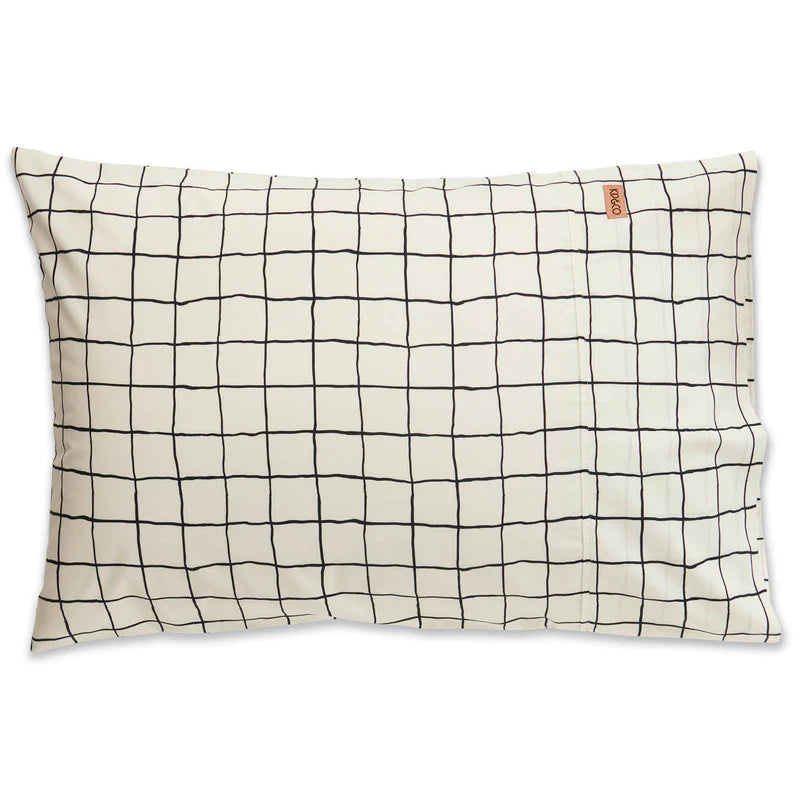 Organic Cotton Pillowcase Set - Check 1-2 White and Black